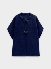 Плетено пончо с катарами в синьо 